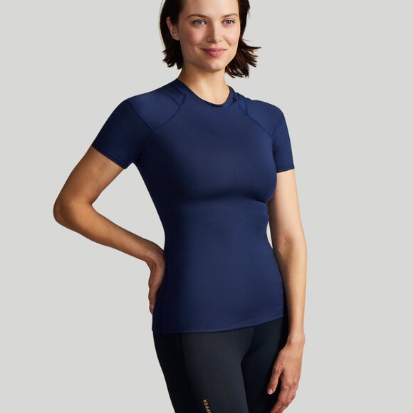 TOMMIE COPPER Women's True Navy L/G short-sleeve Compression top - Picture 1 of 4